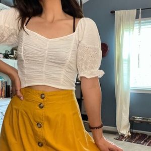 Forever 21 puff sleeve crop top